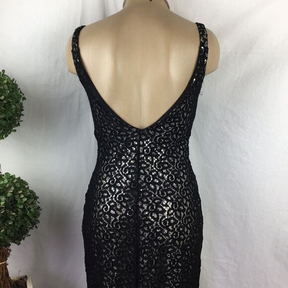 Jessica McClintock Black & Silver Vintage Long Maxi Formal Dress 5-6 - Picture 4 of 10